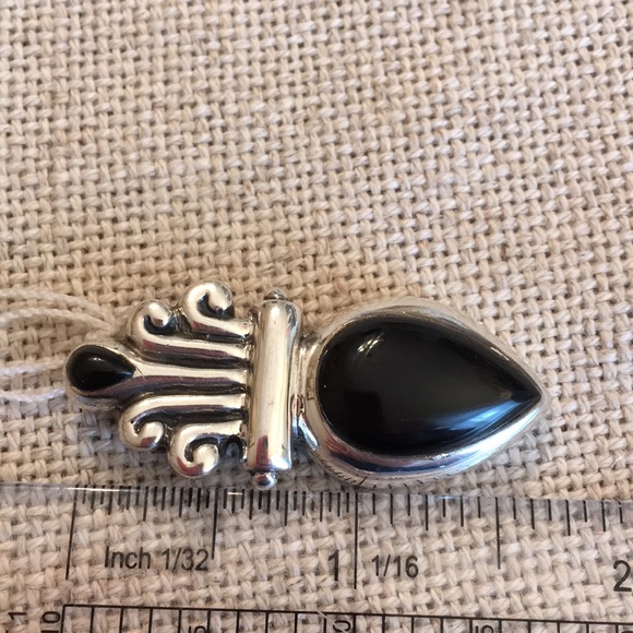 Sterling Silver Black Tear Drop Enhancer Pendant - Picture 8 of 11